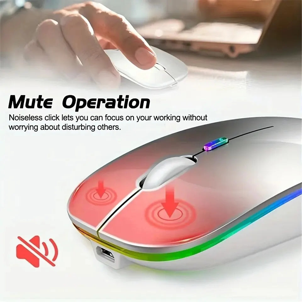 Wireless Mouse Gaming Backlight USB Compatible RGB Rechargeable