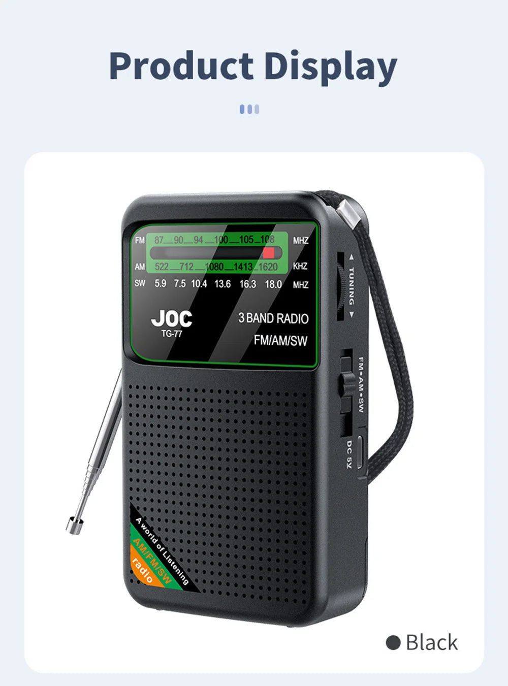 Stay tuned on the go with this mini pocket radio!