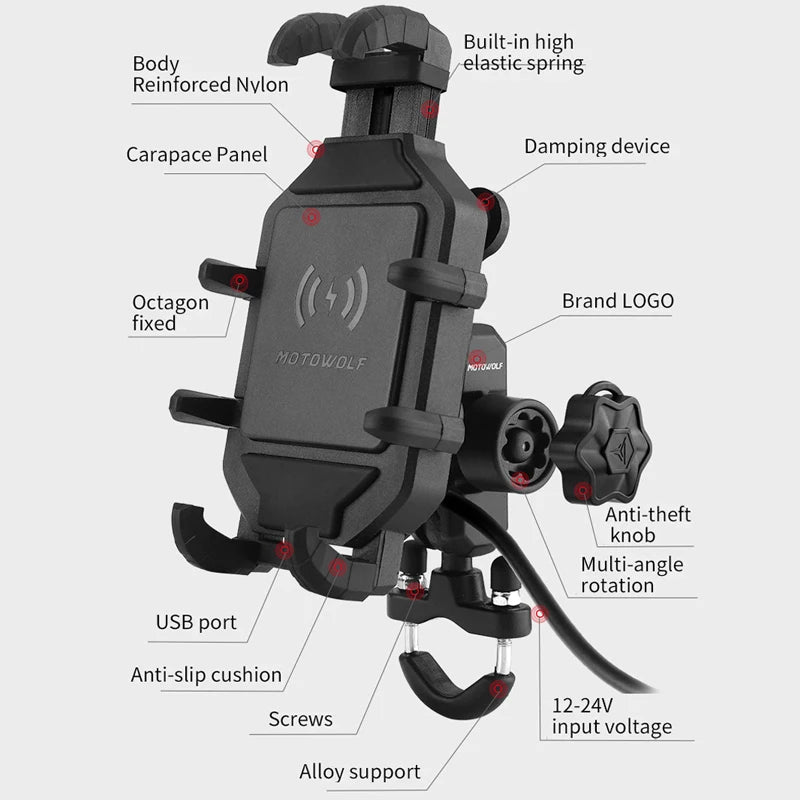 Motorcycle Wireless Charging Phone Mount