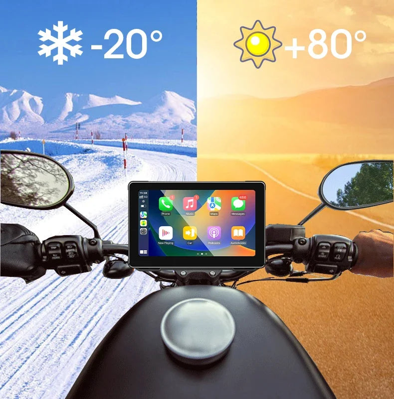5" Motorcycle GPS DVR – Waterproof Dash Cam with CarPlay
