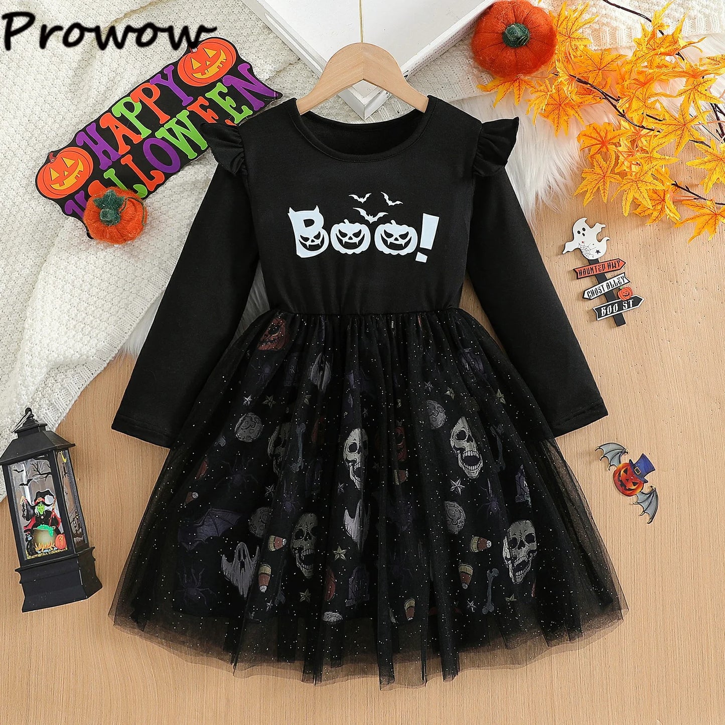 Prowow Kids Purple Halloween Princess Spider Dress
