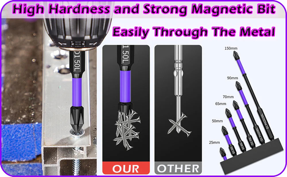 Power up with magnetic screwdriver bits, 6 or 12 pcs!