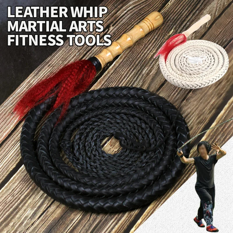 Cowhide Martial Arts Whip for Wushu & Fitness