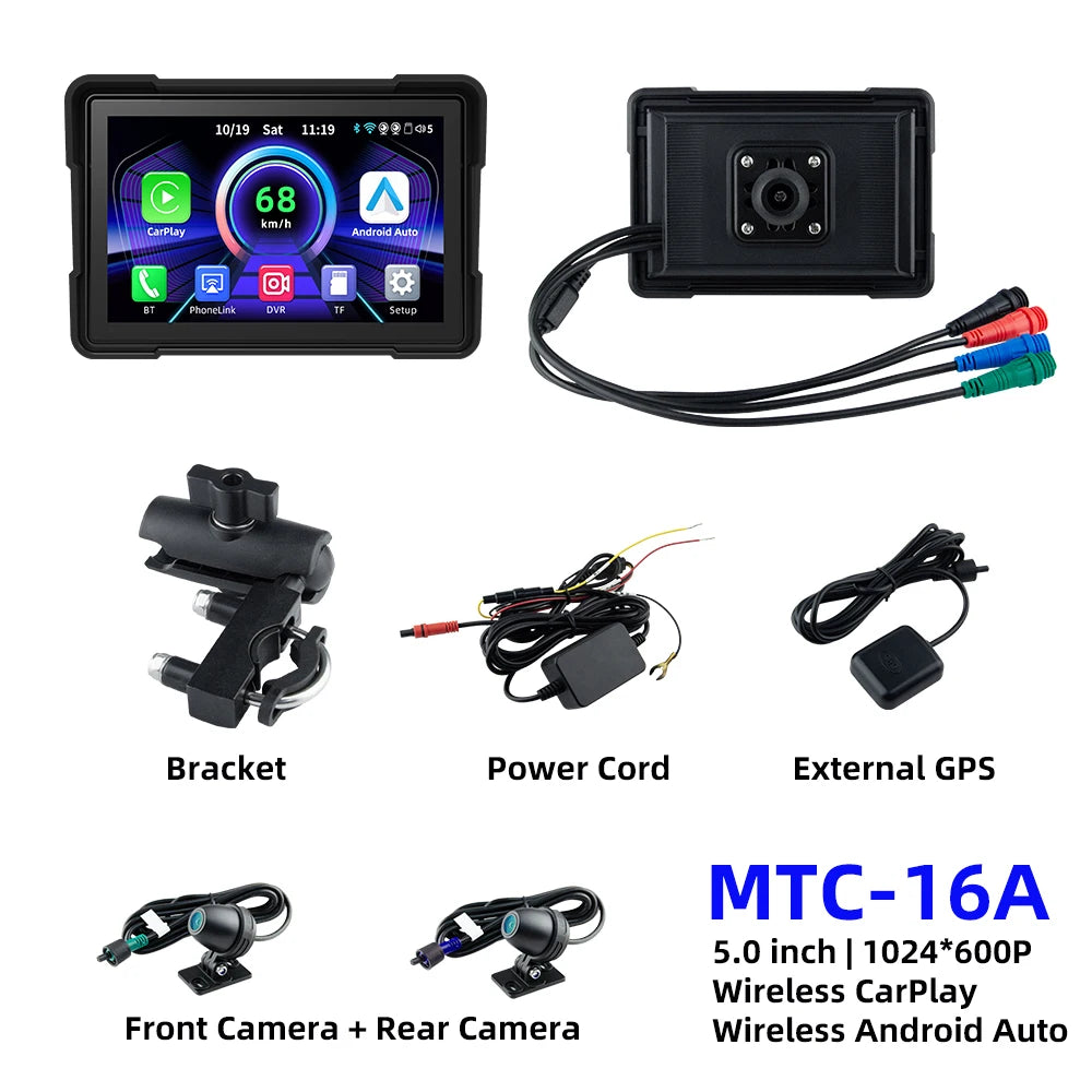 EKIY 5″ Wireless CarPlay & Android Auto GPS Display