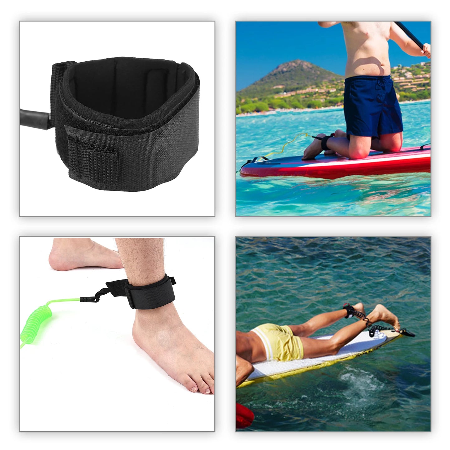 1.2m Coiled SUP Surfboard Leash – 4ft Safety Leg Rope