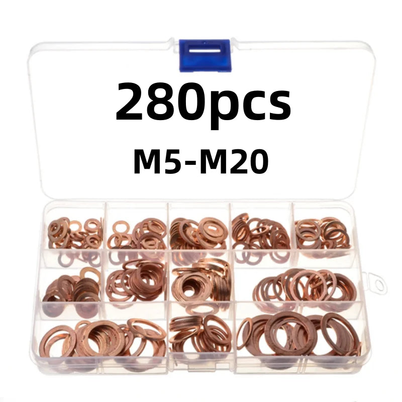 Copper Seal Ring Gasket Set – 100–300pcs