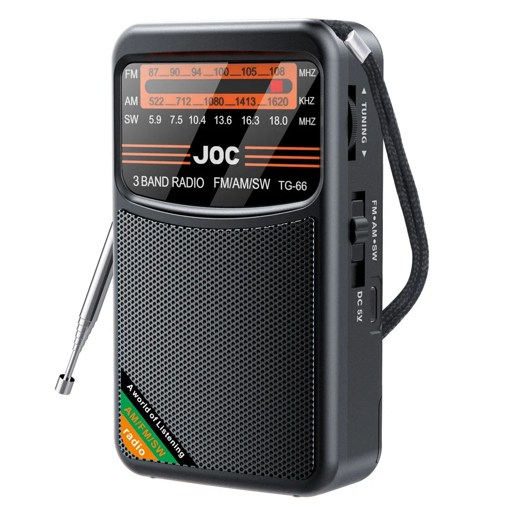 Stay tuned on the go with this mini pocket radio!