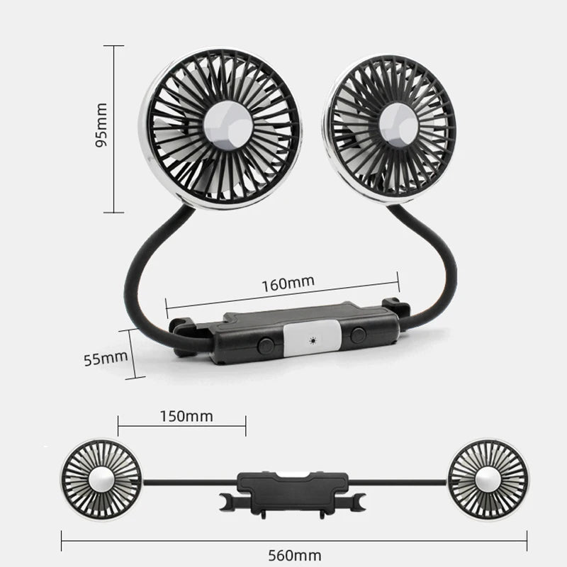 SEAMETAL Dual Head Car USB Cooling Fan