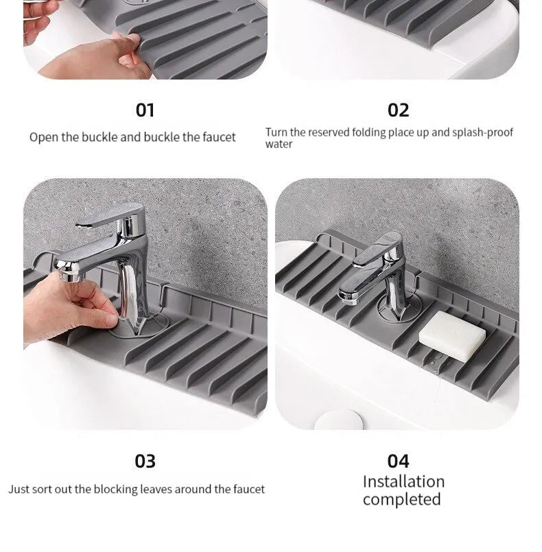 Silicone Faucet Mat & Sink Splash Guard – 2-in-1 Drying Pad