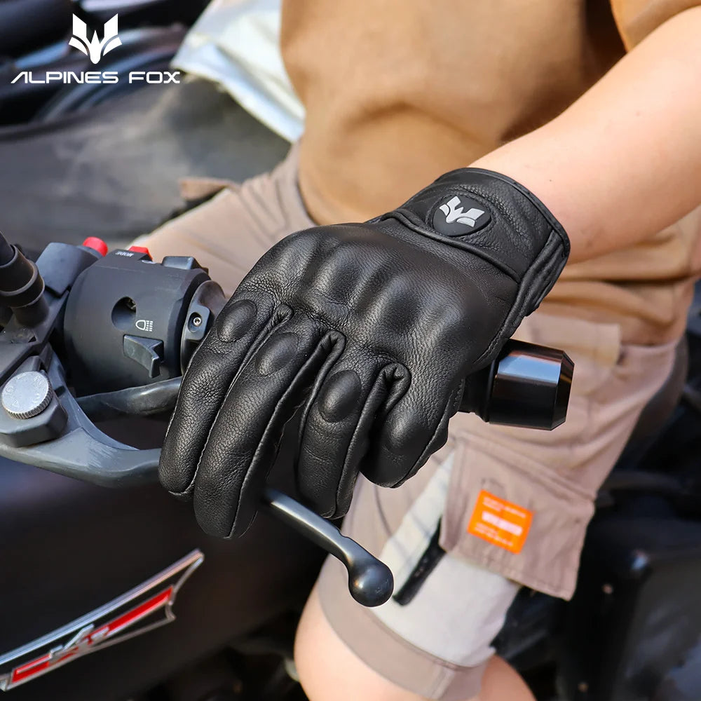 Vintage Leather Motorcycle Gloves Men