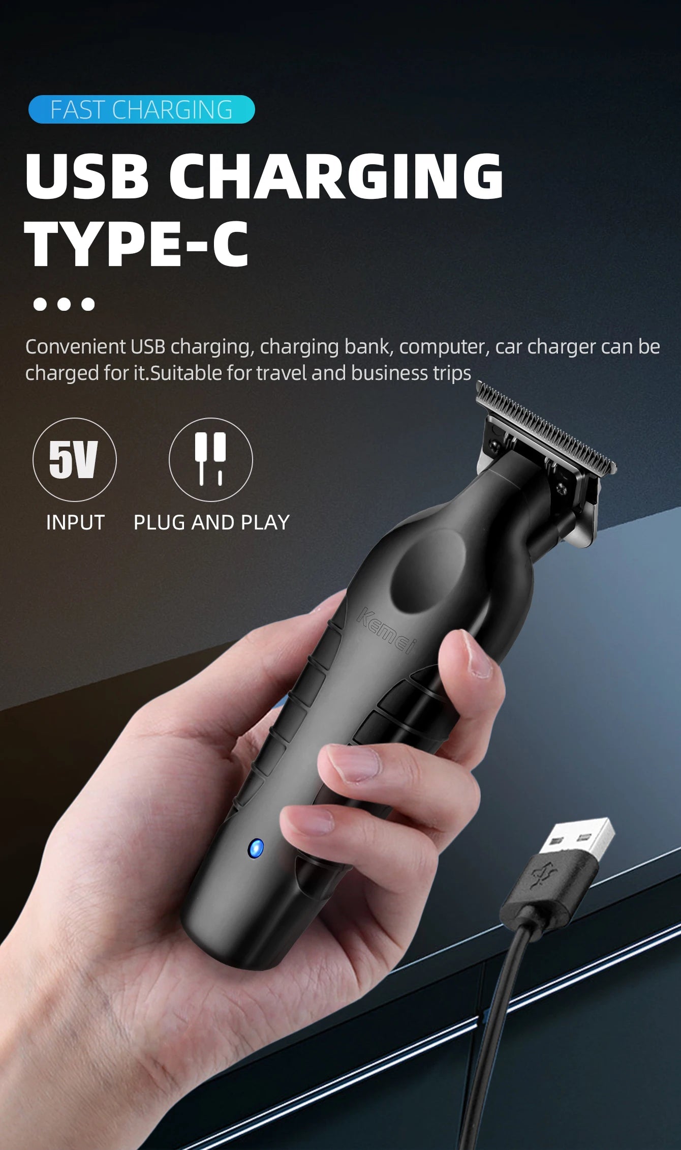 Kemei KM2299 Professional Hair Clipper Zero Gapped Carving Clipper