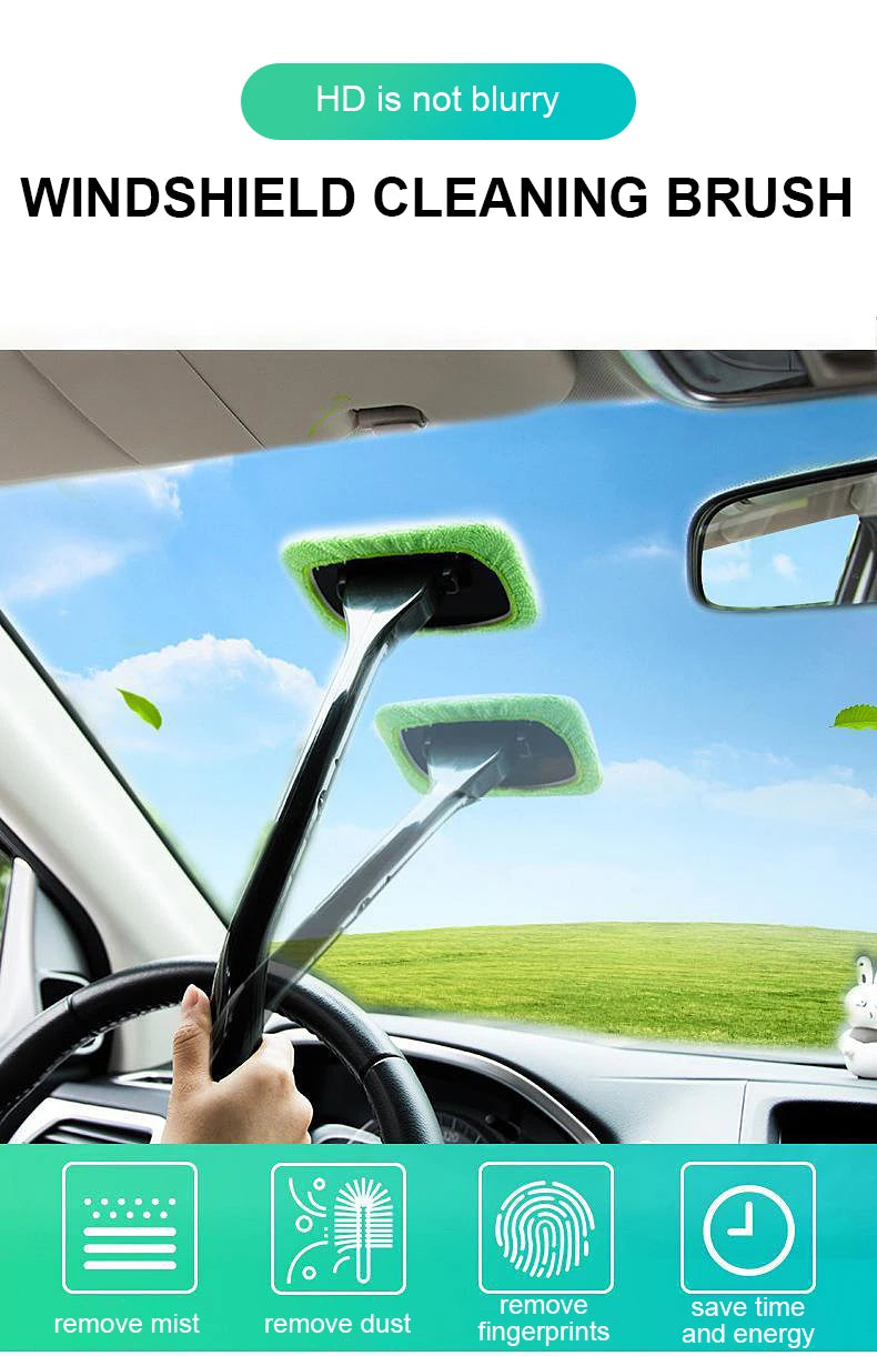 Car Window Cleaner Brush Kit with Microfiber