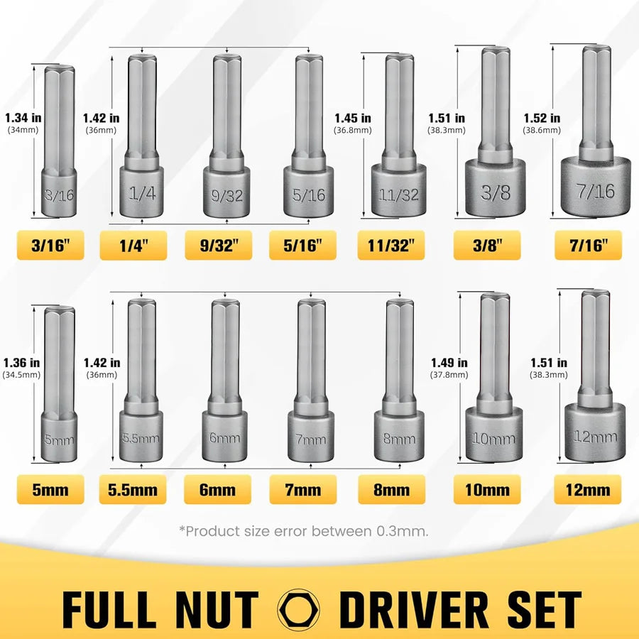9/14pcs Hex Socket Wrench Set – Screwdriver & Extension Rod Kit