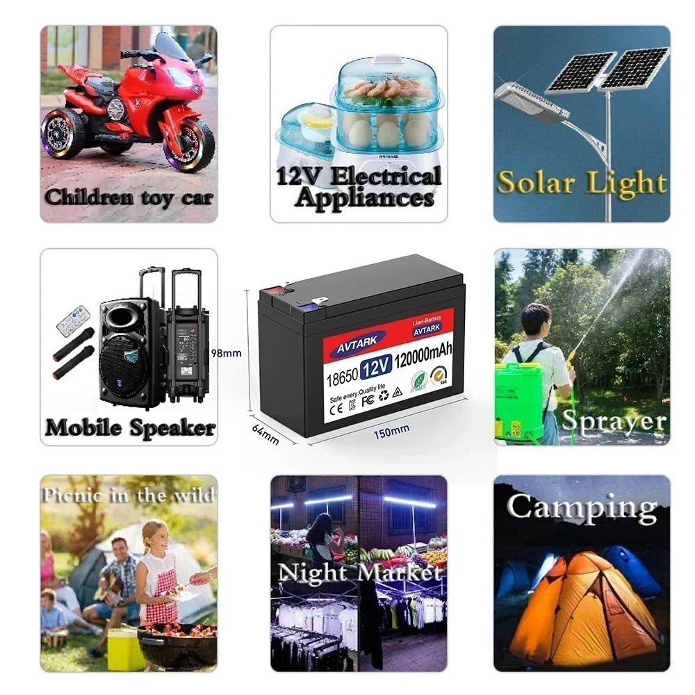 12V LiFePO4 Battery Pack with BMS + Charger