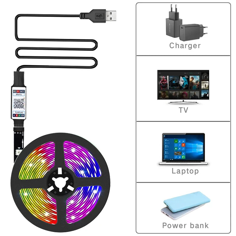 RGB LED Strip Lights Smart SMD 5050 Bluetooth Flexible Tape