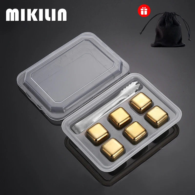 Reusable Stainless Steel Whiskey Ice Cubes Set