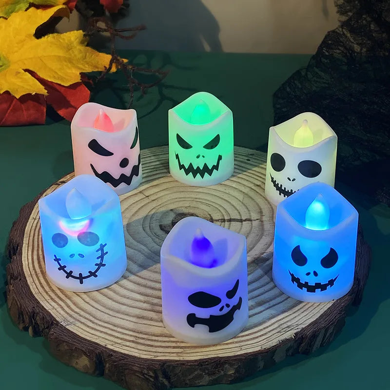 Halloween LED Ghost Pumpkin Candle Lights (6pcs)