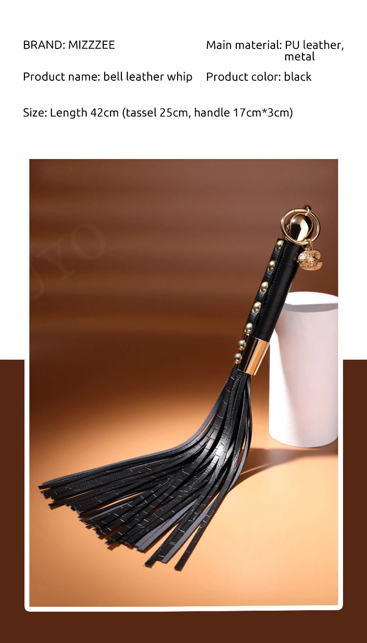Vintage BDSM Leather Whip with Rivets