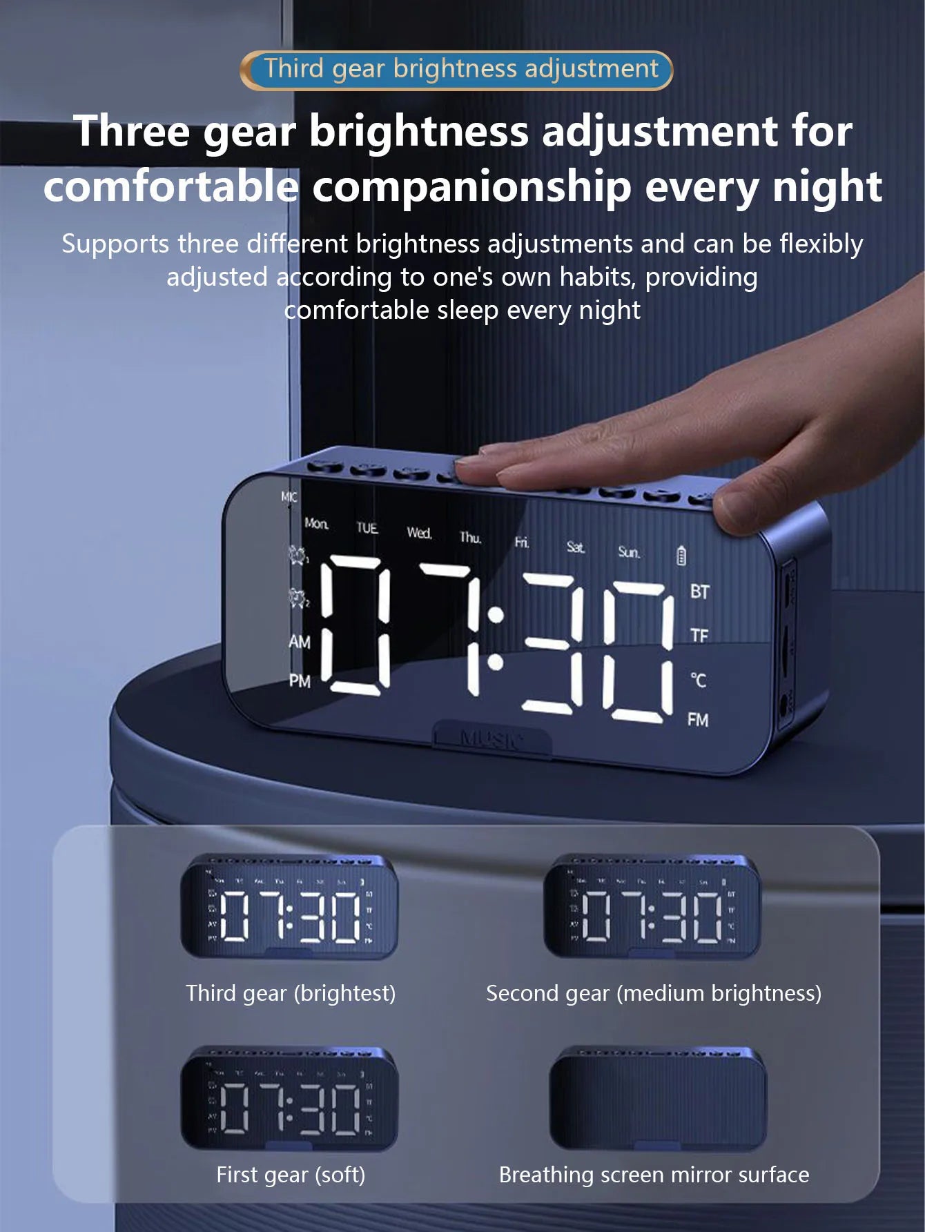 AI Smart Alarm Clock Wireless Speaker with Subwoofer