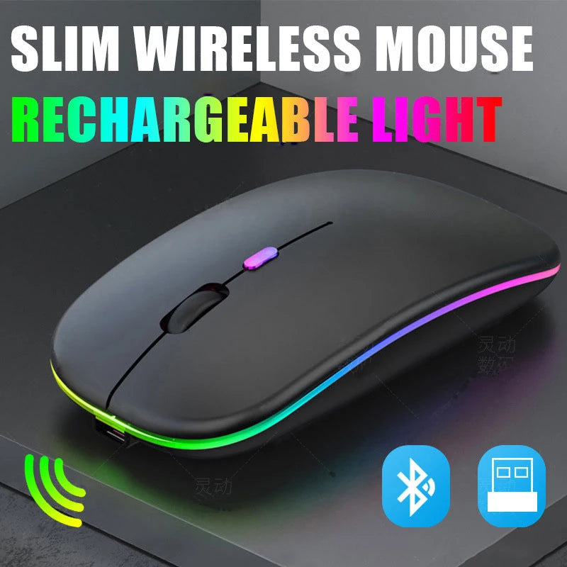 Wireless Mouse Gaming Backlight USB Compatible RGB Rechargeable