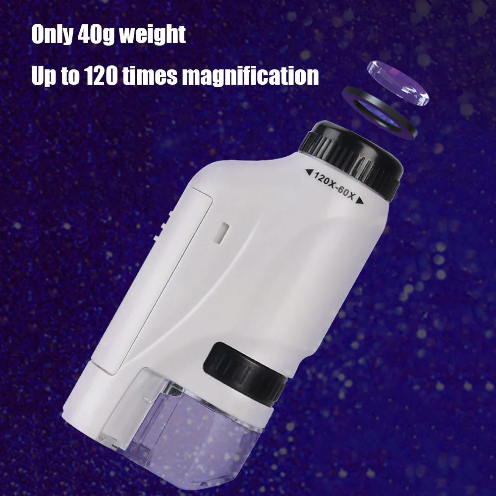 Mini Pocket Microscope 60–120X With LED Light