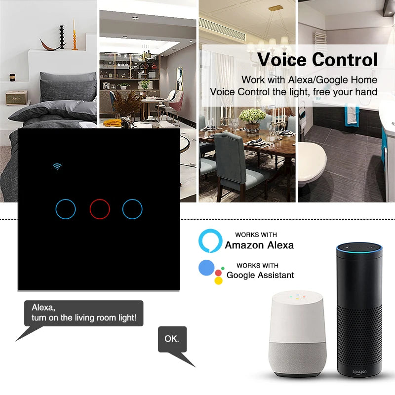 WiFi Smart 2-Way Touch Wall Switch – TUYA Compatible