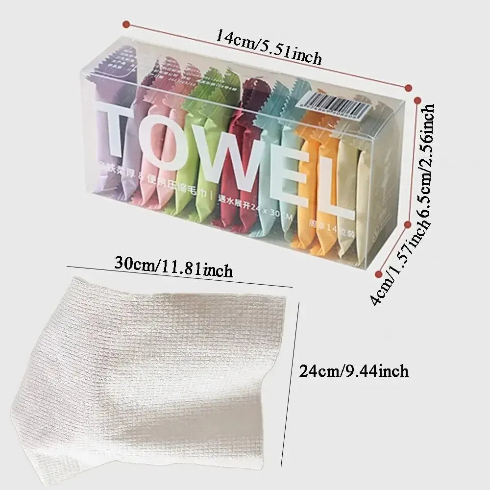 14pcs Disposable Compressed Towels – Travel-Ready & Skin-Friendly!