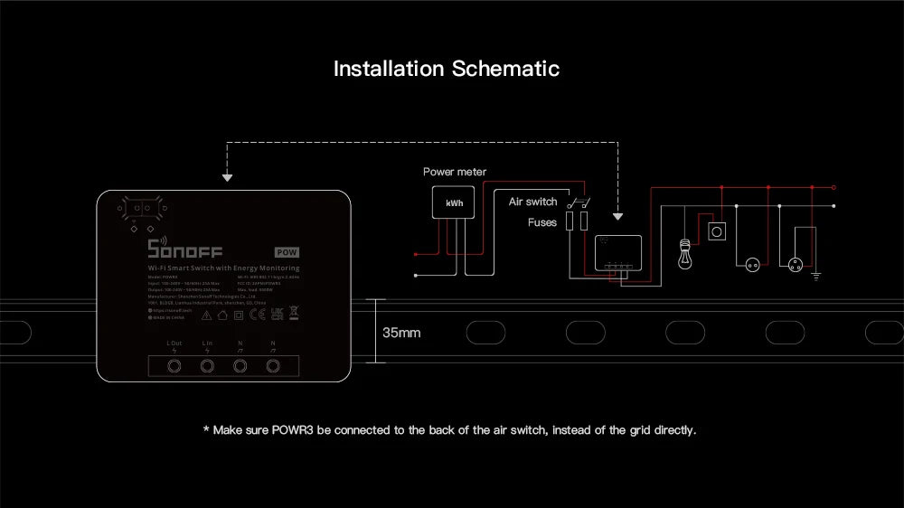SONOFF POWR3 25A High Power Smart WiFi Switch