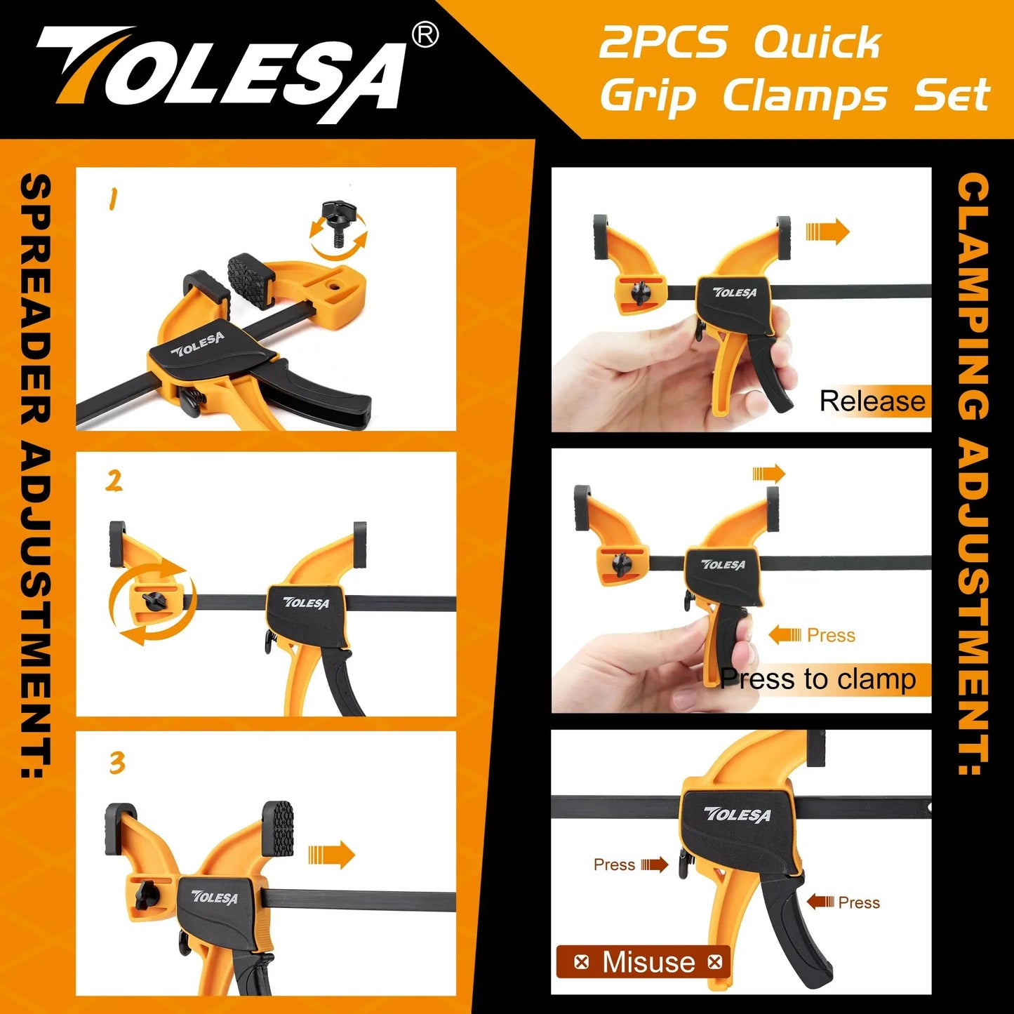 Secure your projects with TOLESA quick-change clamps!