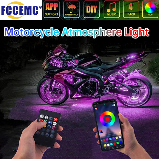 LED Motorcycle Car Ambient Light Strip Kit