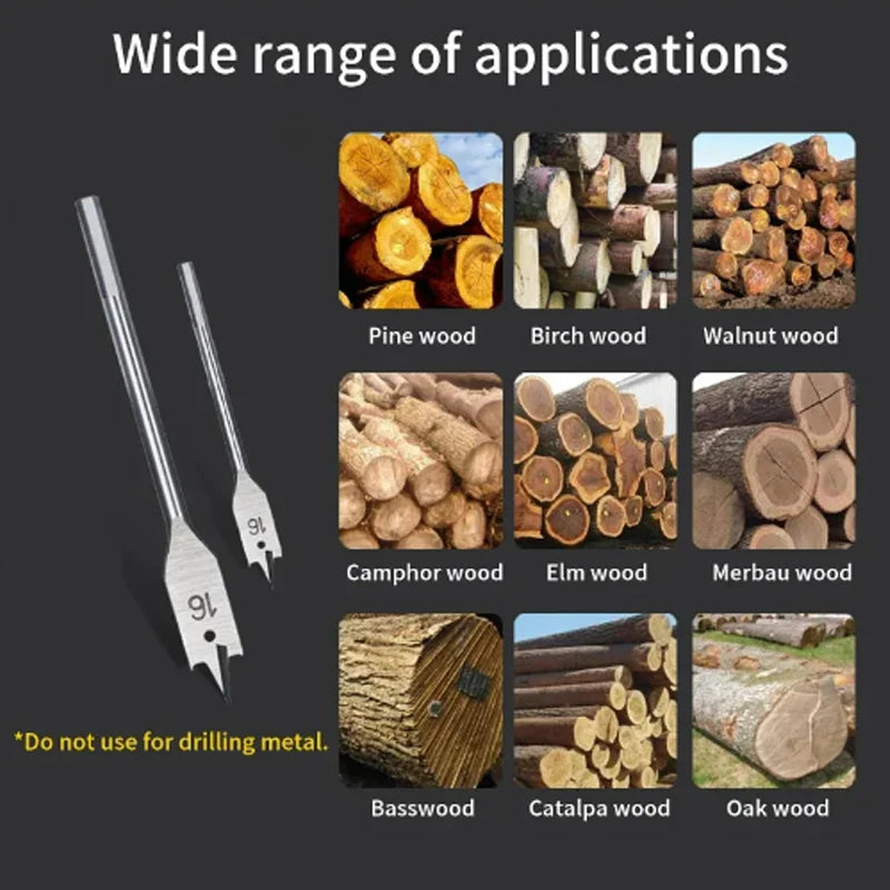 Drill perfect holes with this flat bit woodworking set!
