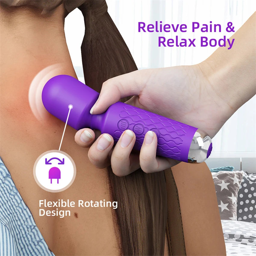 Powerful Dual Motor Silicone Dildo Vibrator Wand