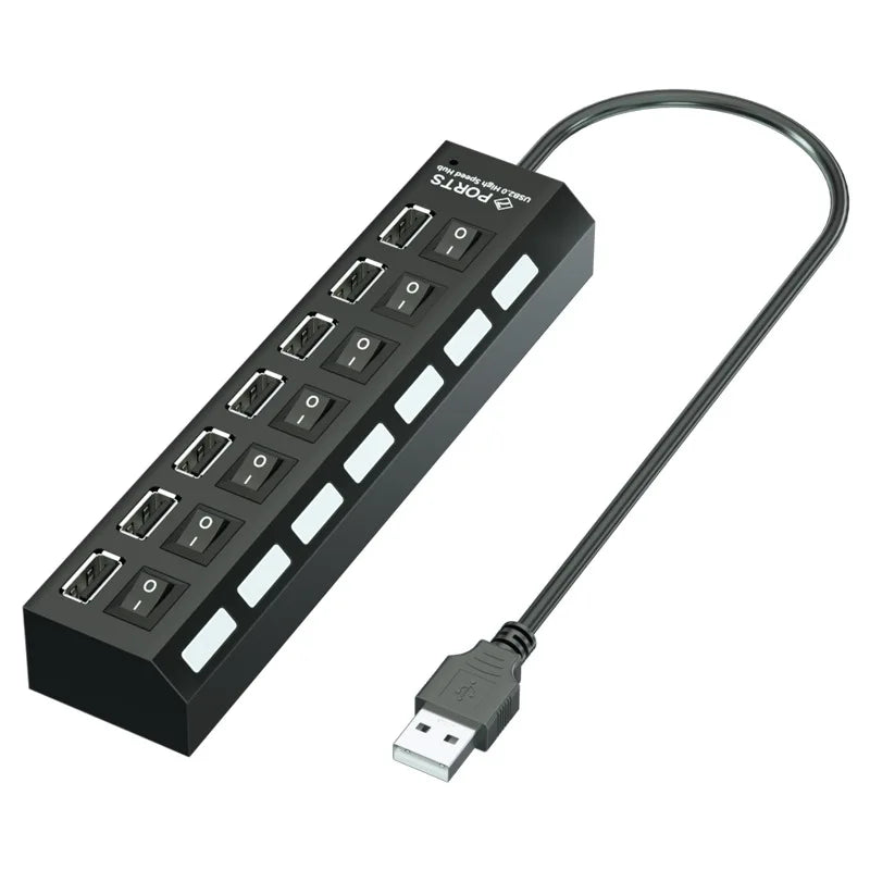 7-Port USB Hub with Switches – Total Control & Expansion