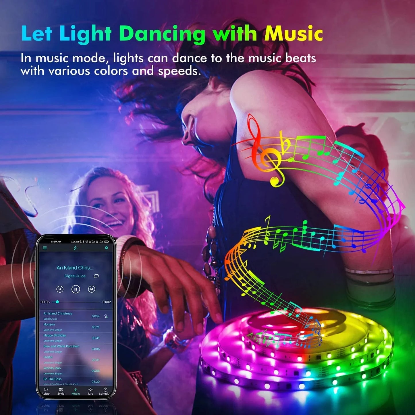 RGB LED Strip Lights Smart SMD 5050 Bluetooth Flexible Tape