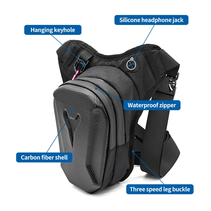 Ride hands-free with this waterproof drop leg bag!