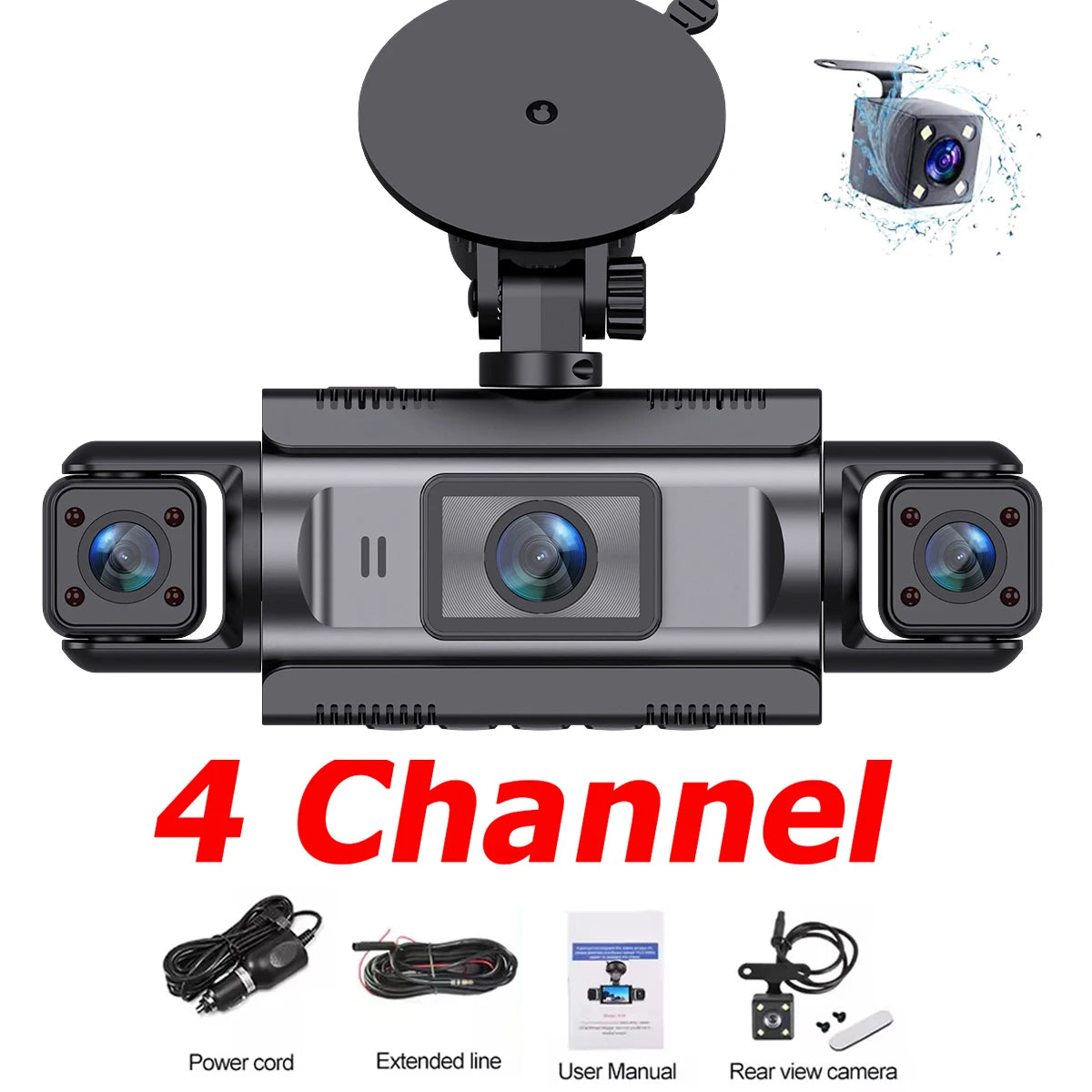 4-Channel WiFi Dash Cam with 360° Night Vision