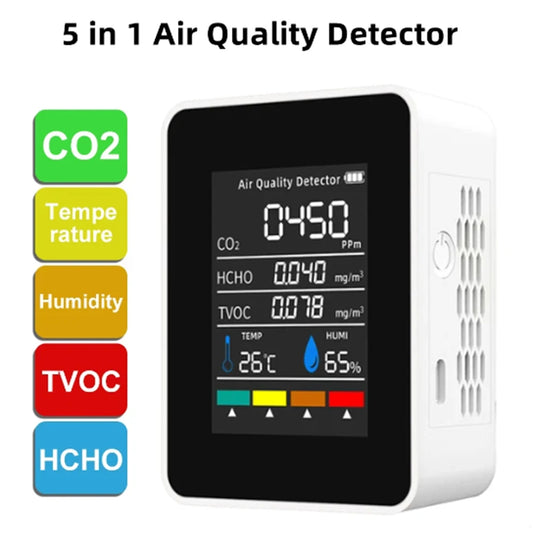 5-in-1 Digital Air Quality Monitor Tester - Clickilix