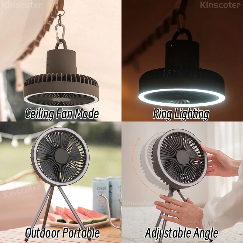 10000mAh Rechargeable Camping Fan with Power Bank