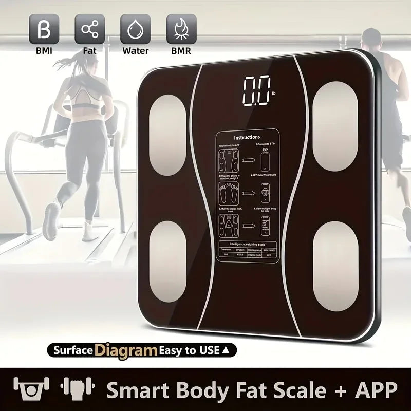 Wireless Smart Body Fat Scale – Black Digital Display