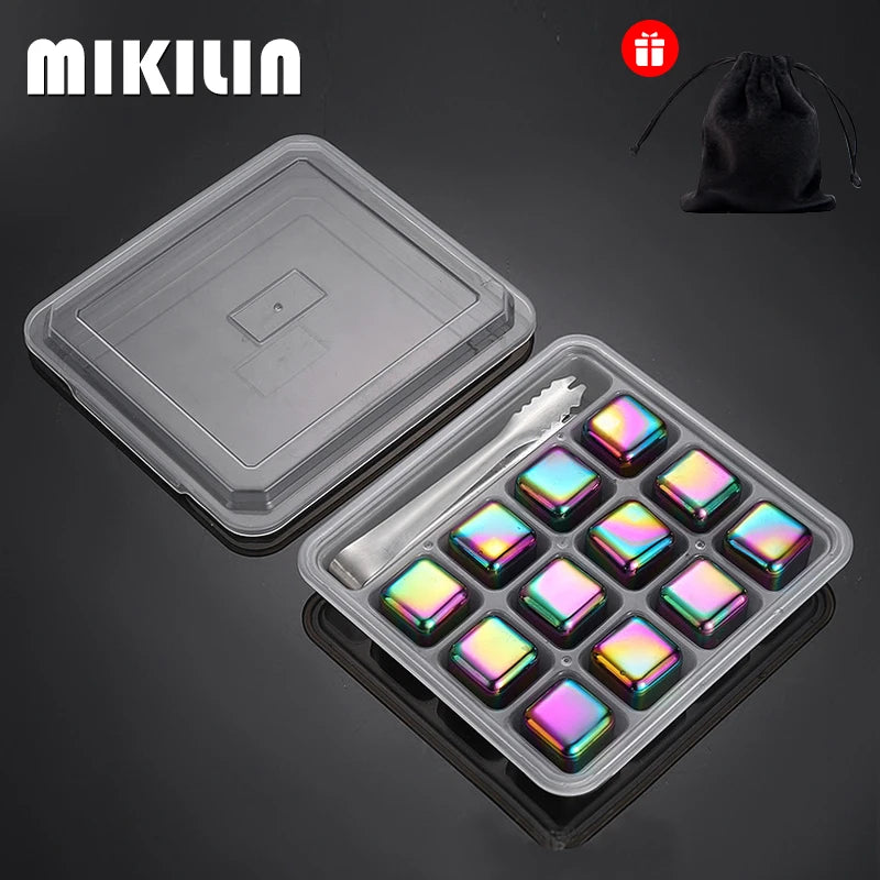 Reusable Stainless Steel Whiskey Ice Cubes Set