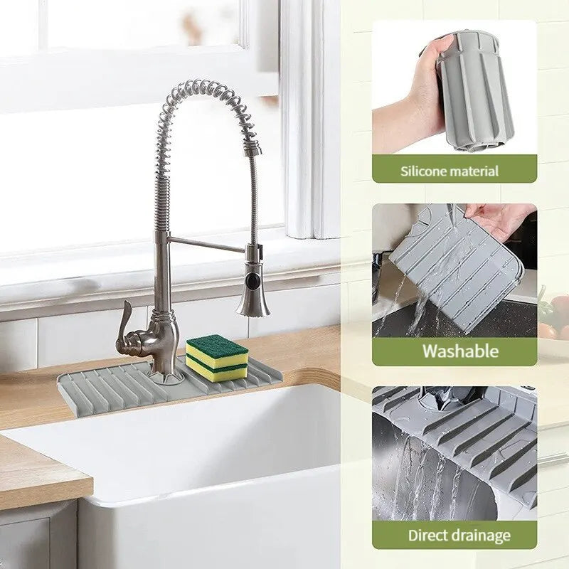 Silicone Faucet Mat & Sink Splash Guard – 2-in-1 Drying Pad