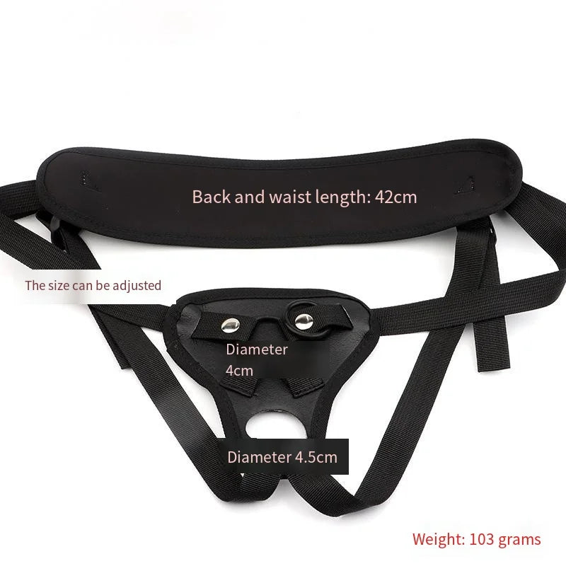 Black Leather Strap-On Dildo Panties for Couples