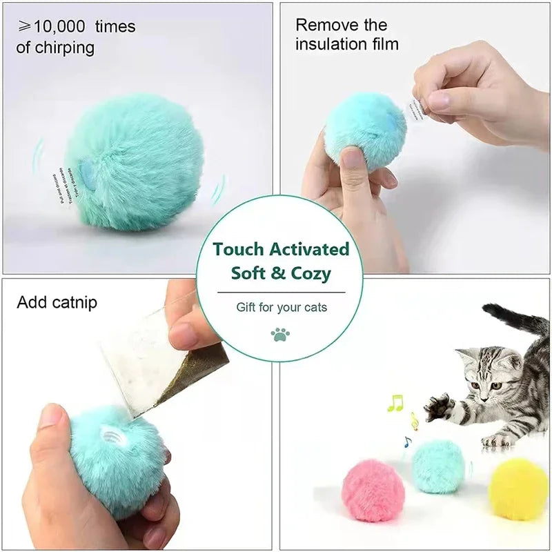 Smart Plush Cat Toy – Electric Catnip Squeaky Ball