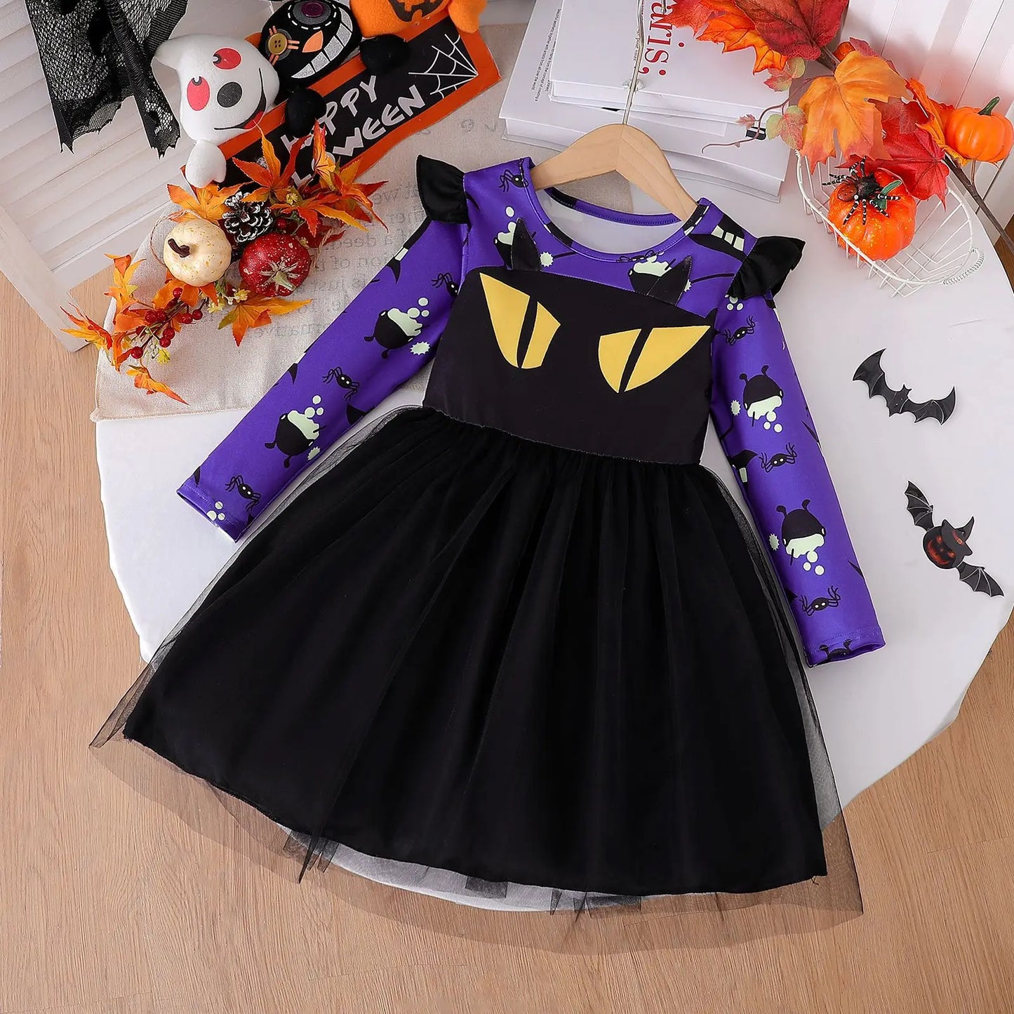 Prowow Kids Purple Halloween Princess Spider Dress