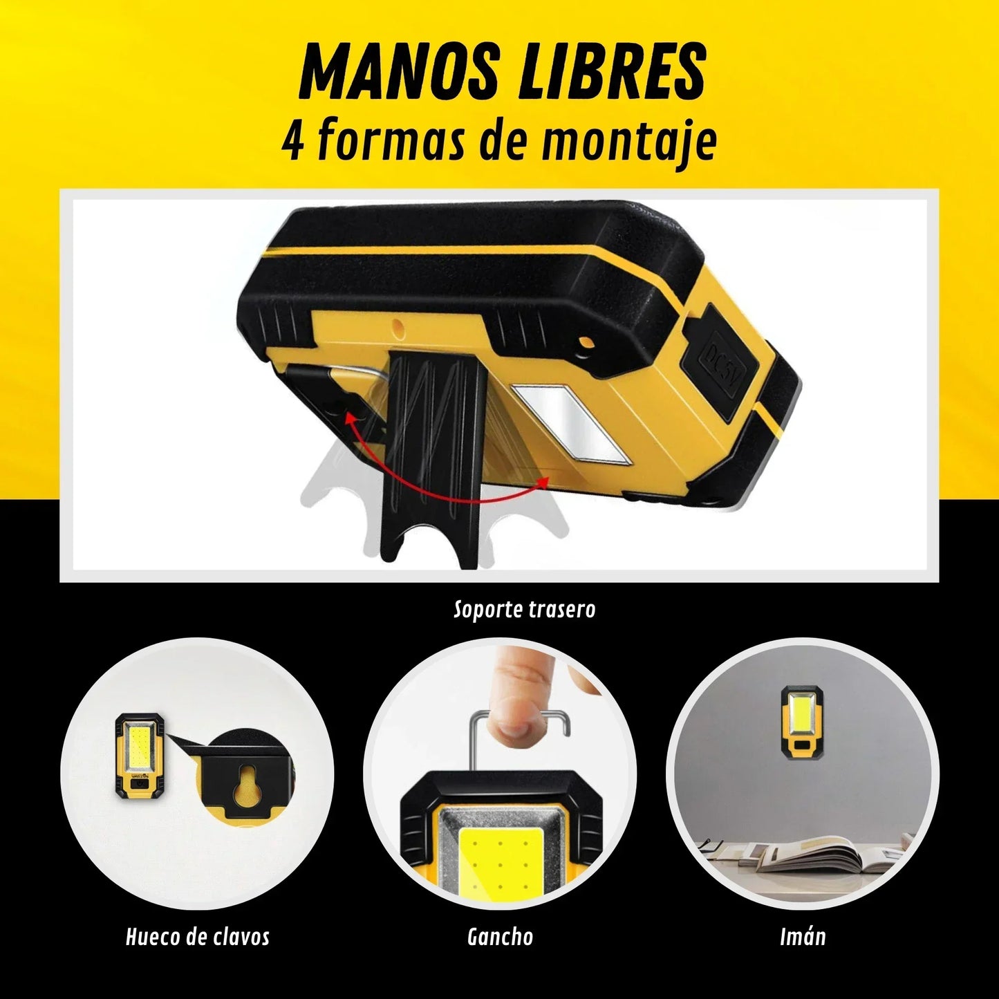 Rechargeable LED Flashlight & Work Light with Power Bank