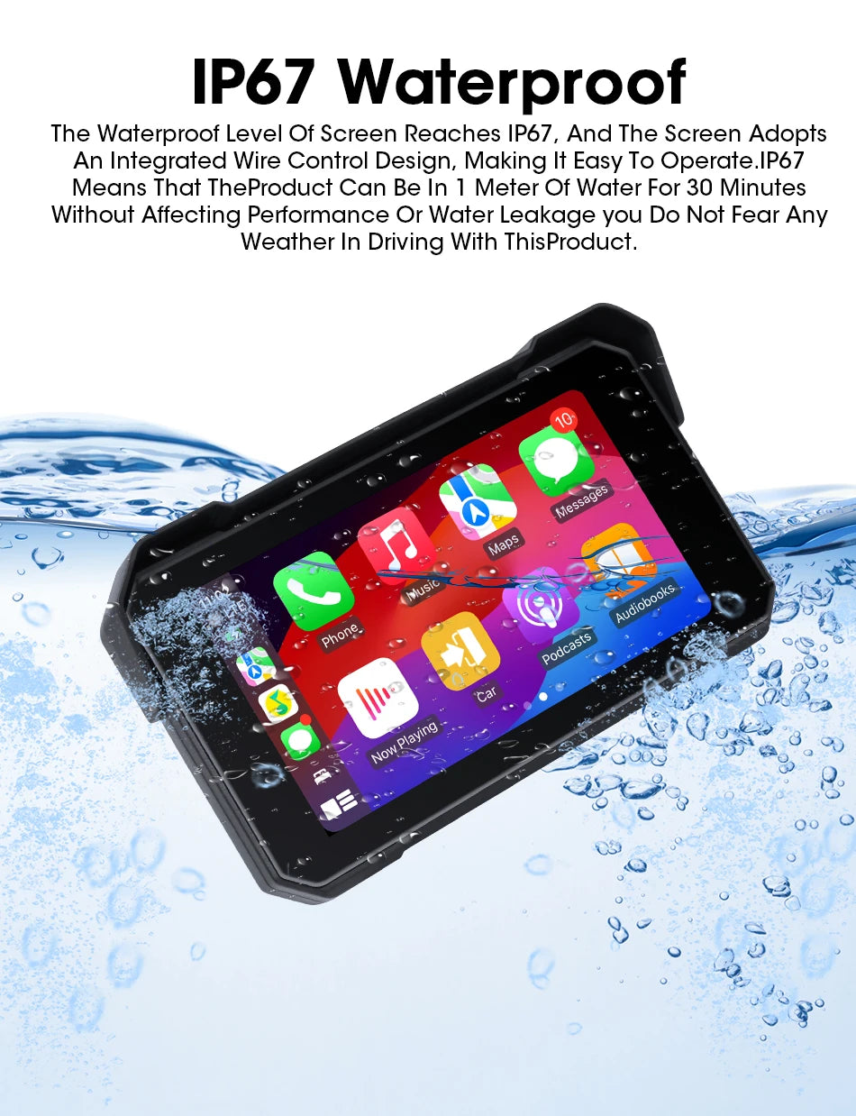 5" Motorcycle GPS CarPlay Android Auto Screen