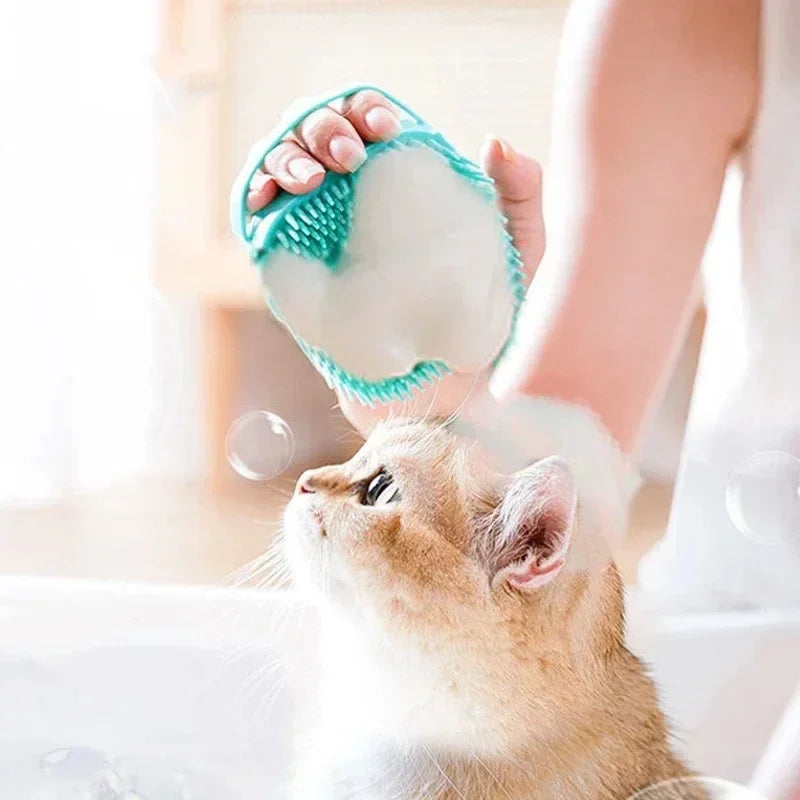 Soft Silicone Pet Bath Brush – Wash & Massage in One!