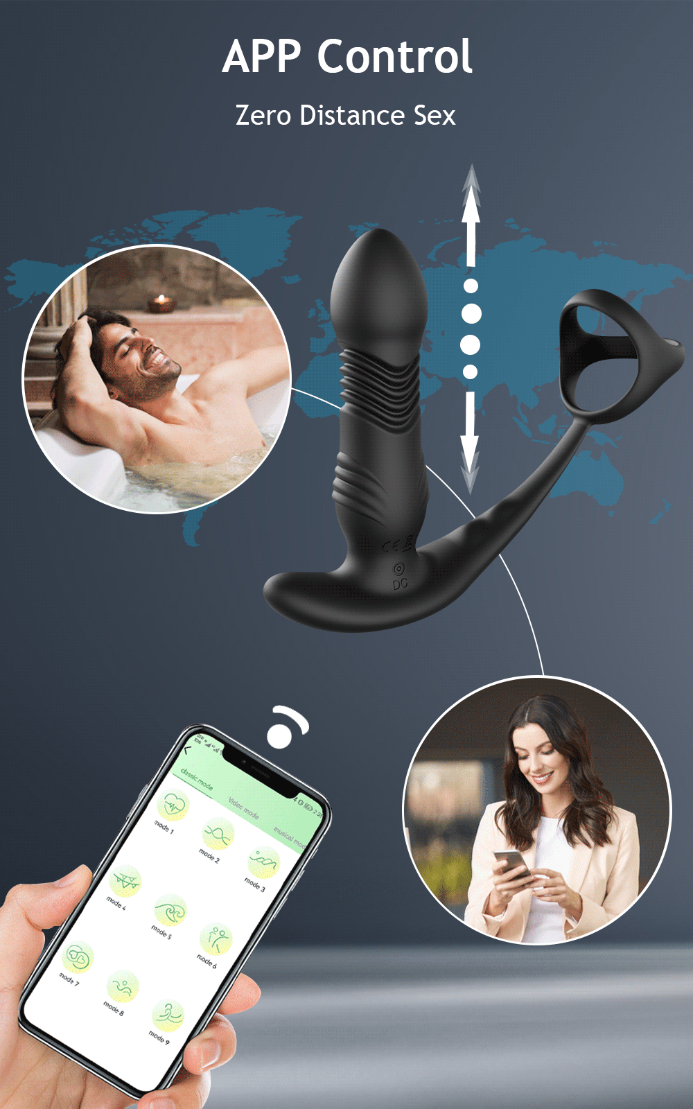Wireless Thrusting Anal Vibrator with Cock Ring