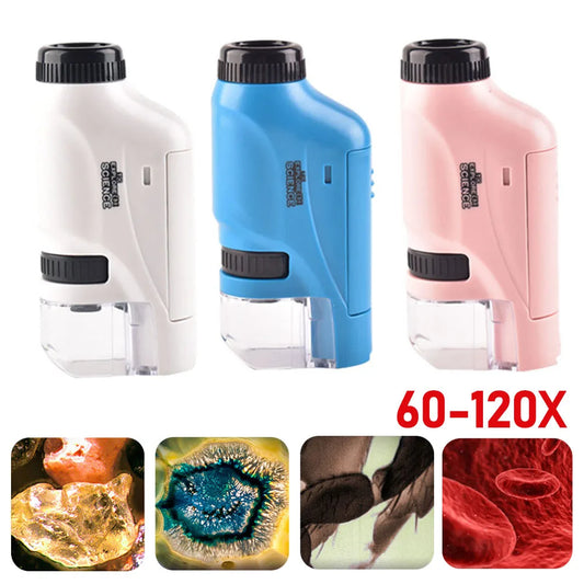 Mini Pocket Microscope 60–120X With LED Light