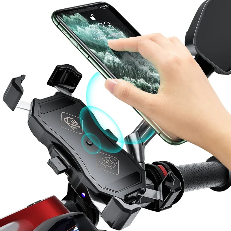 Motorcycle Phone Holder with Fast Wireless Charging